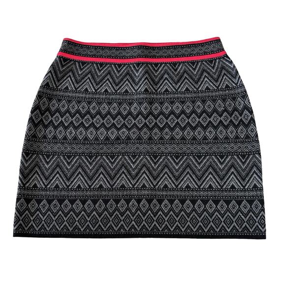 Krimson Klover Merino Wool Knit Skirt Size L Black Fair Isle Nordic Pull On - Picture 1 of 5